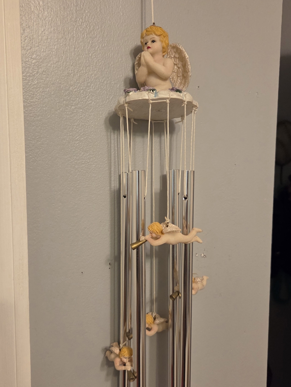 Angel Wind Chime Wall Hanging - Cream & Gold